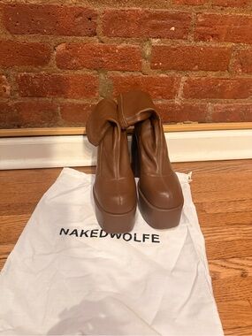 Naked Wolfe Chestnut Brown Platform Ankle Boots